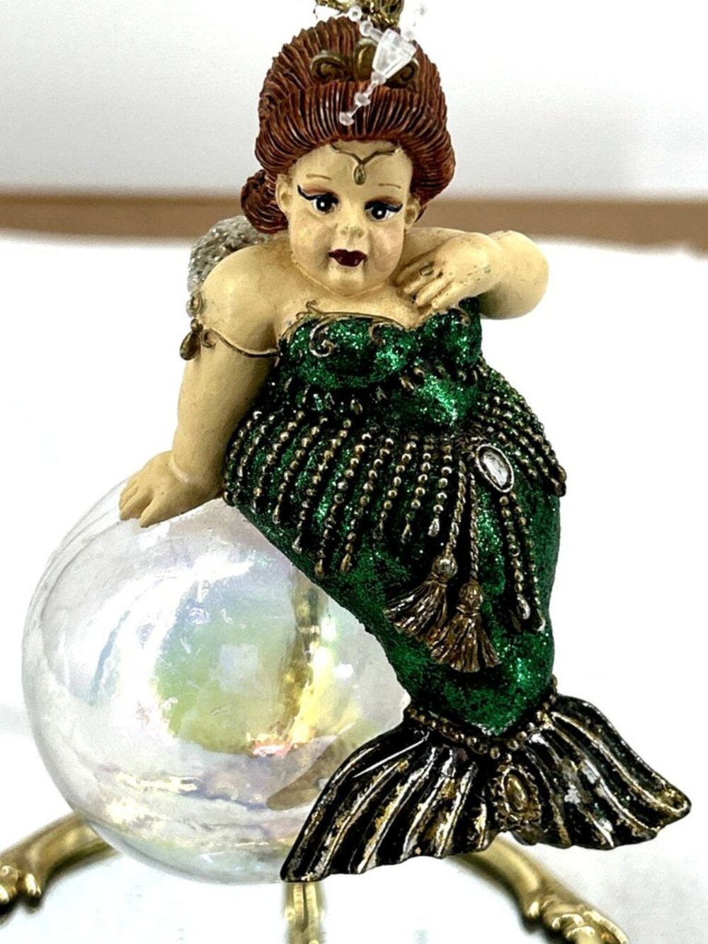 Katherine’s Collection Green Curvy Mermaid Ornament Dames At Sea Bubble 4.75"